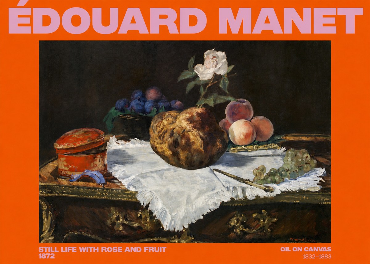 Édouard Manet Still Life with Rose and Fruit No2 - Plakat