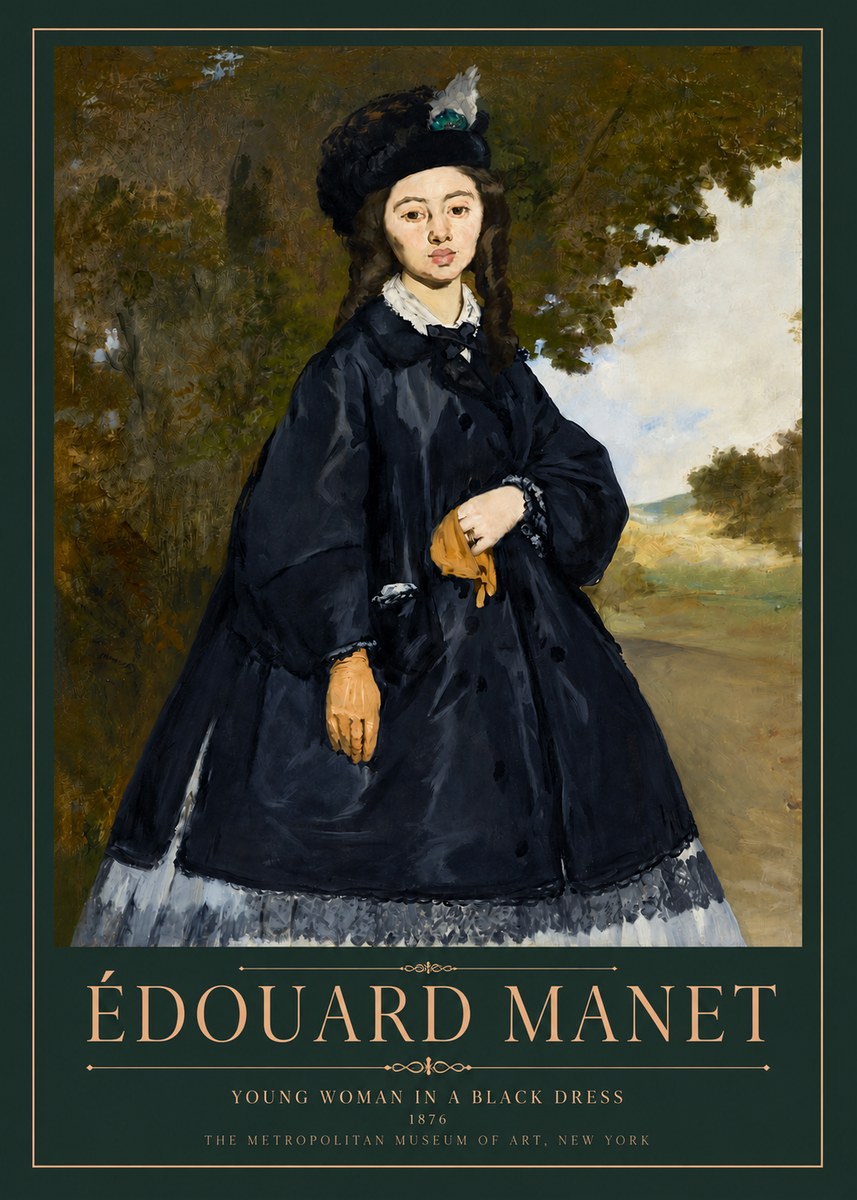 Édouard Manet Young Woman in a Black Dress No3 - Plakat
