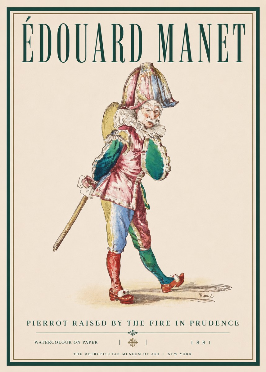 Édouard Manet Pierrot Raised by the Fire in Prudence No3 - Plakat