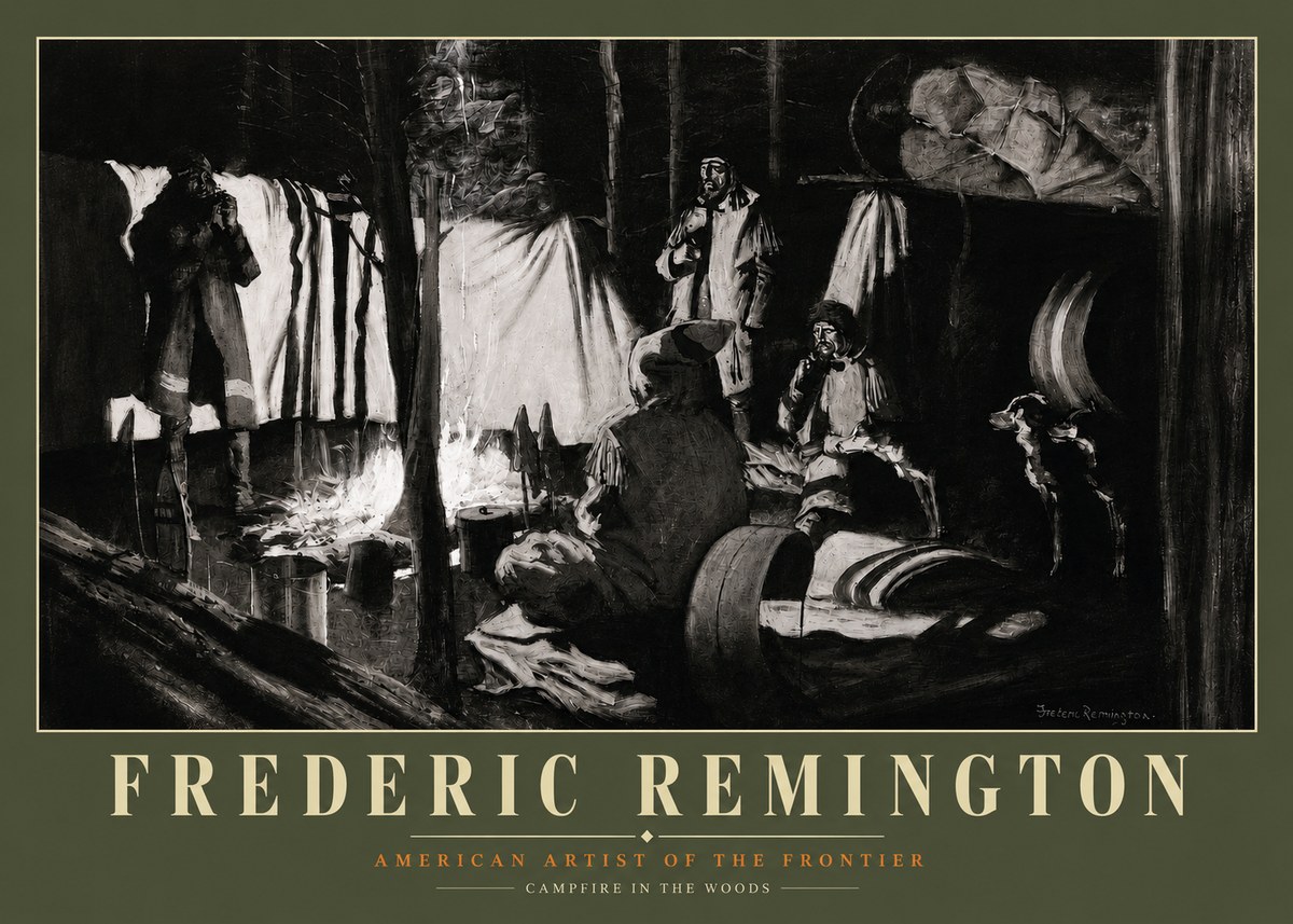 Frederic Remington A Trapper's Camp No3 - Plakat