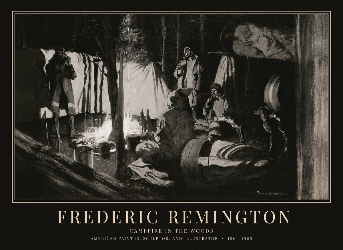 Frederic Remington A Trapper's Camp No6 - Plakat