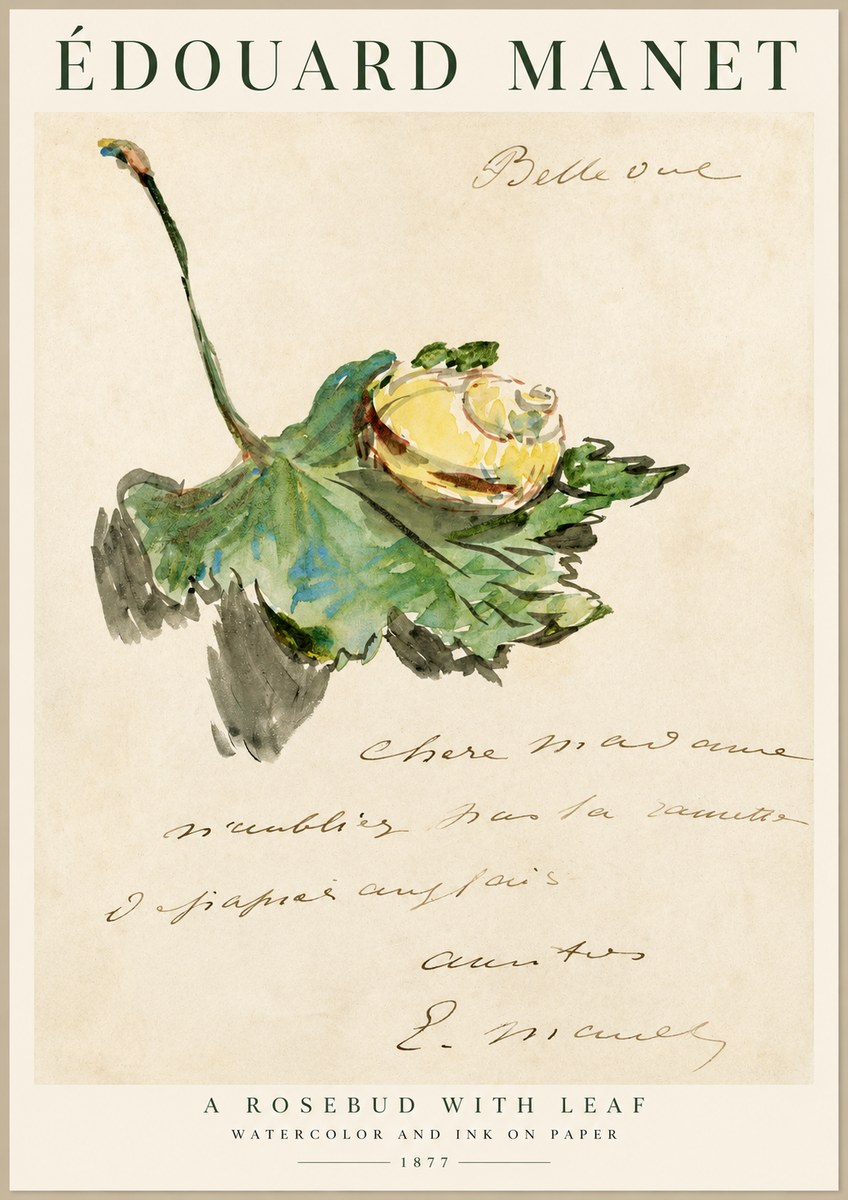 Édouard Manet A Rosebud with Leaf No1 - Plakat