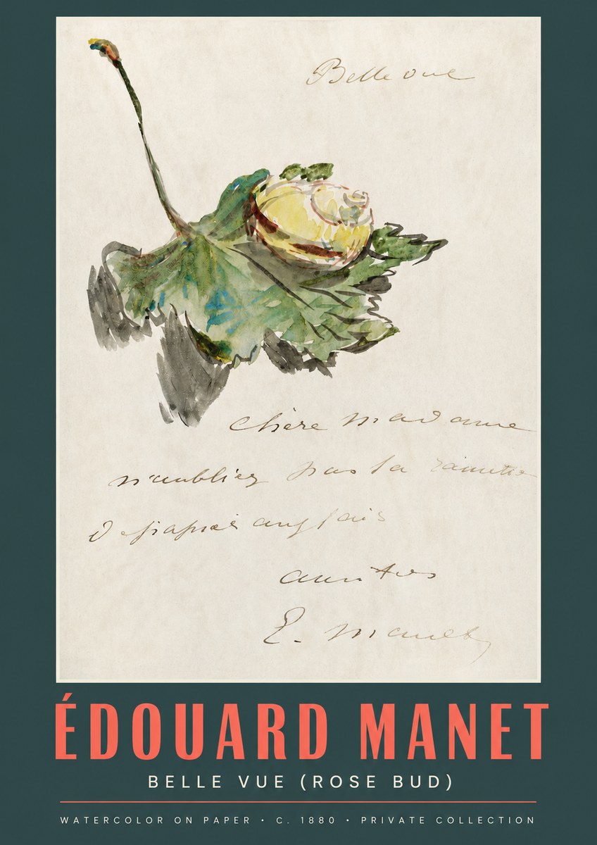 Édouard Manet A Rosebud with Leaf No3 - Plakat