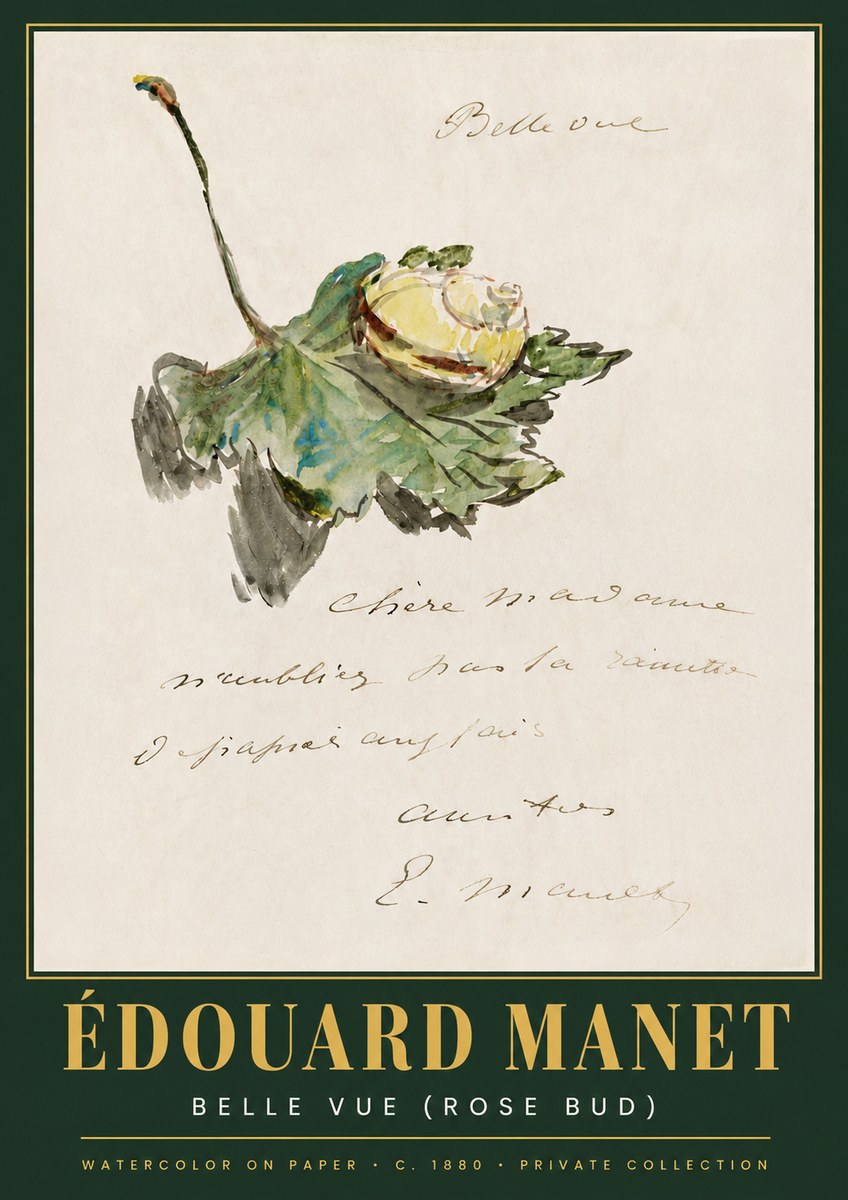 Édouard Manet A Rosebud with Leaf No5 - Plakat