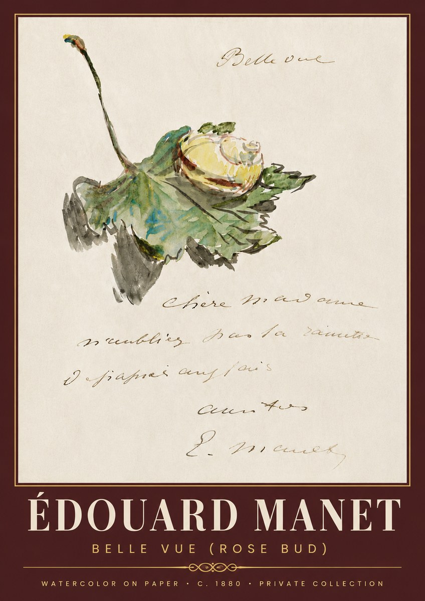 Édouard Manet A Rosebud with Leaf No6 - Plakat