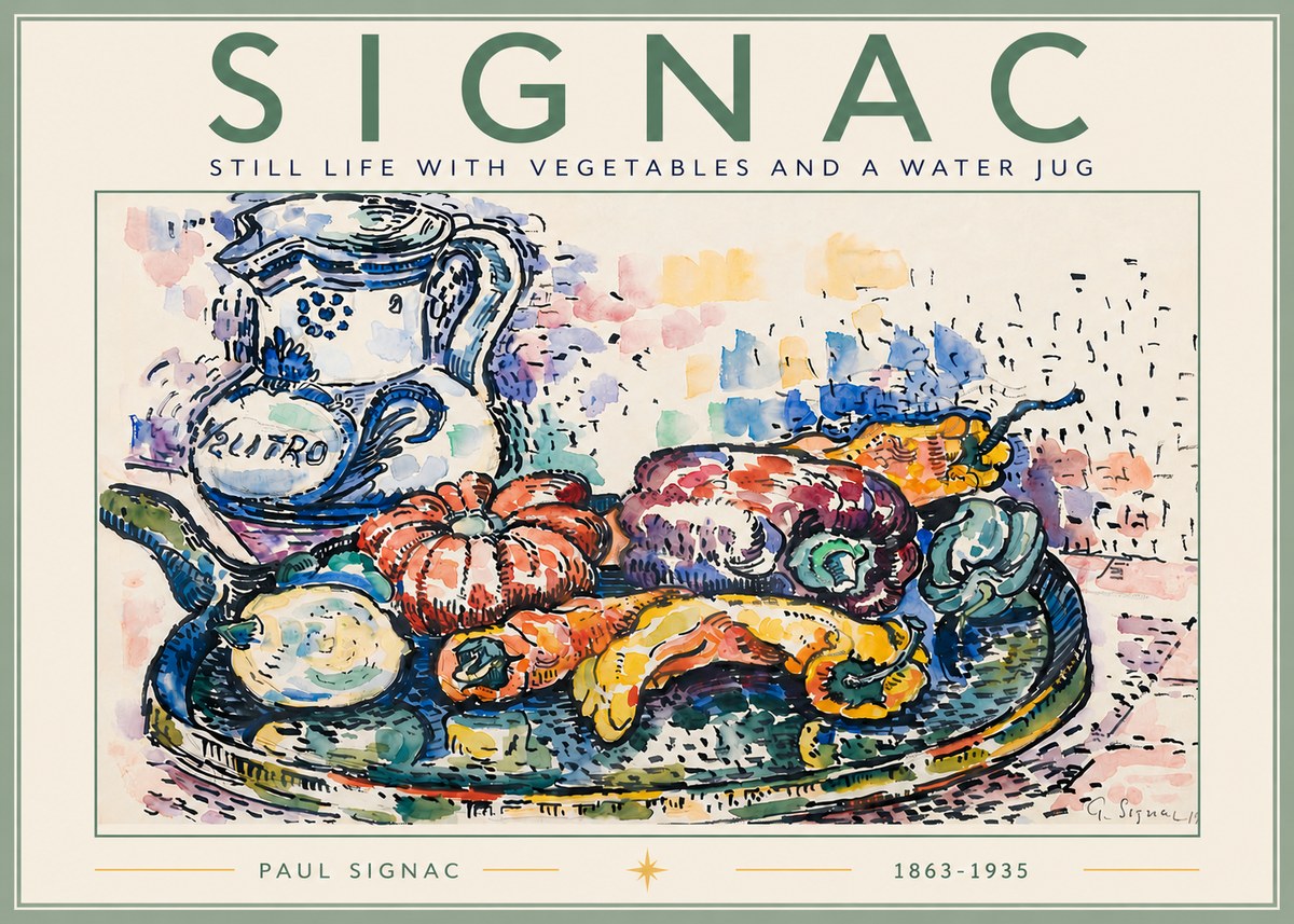Signac Still Life with Vegetables and a Water Jug No6 - Plakat