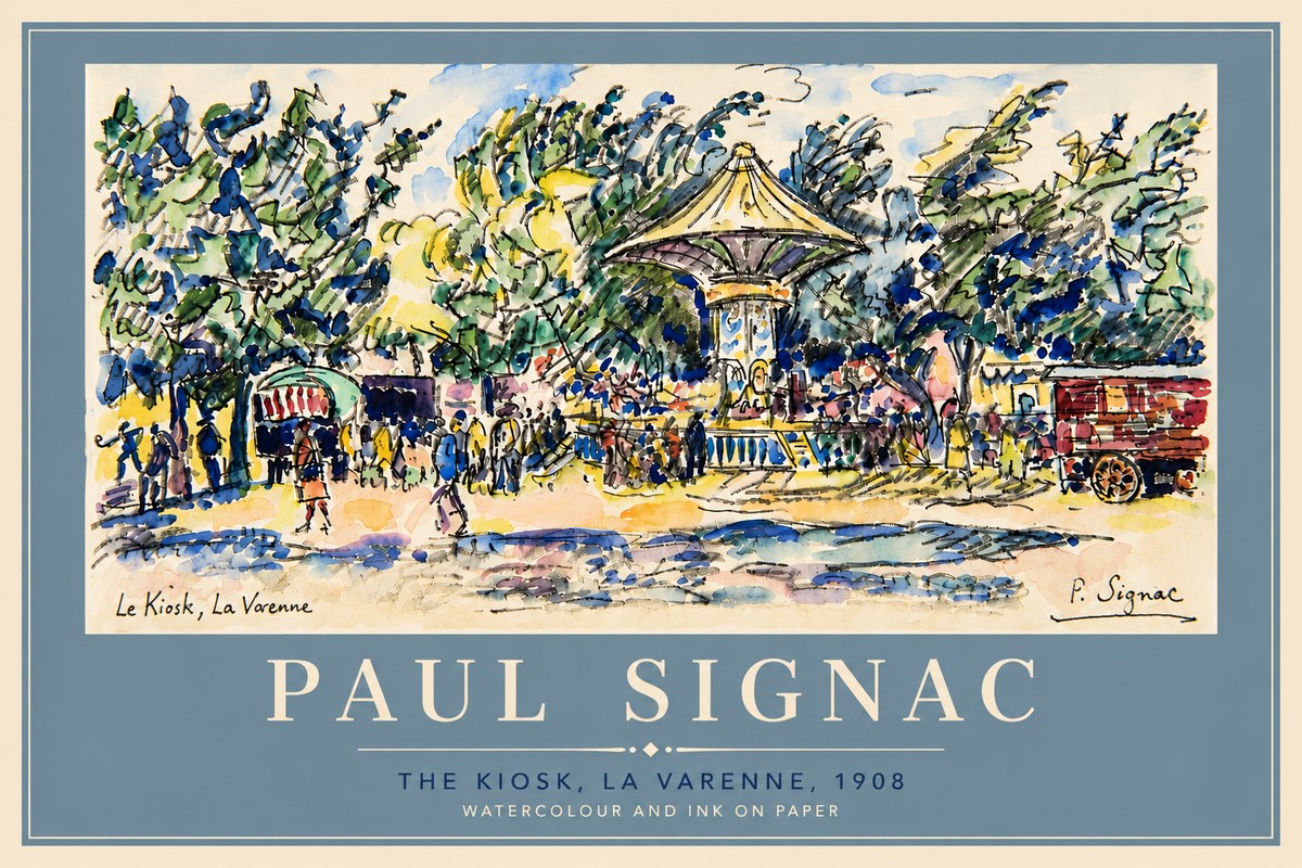 Signac The Kiosk, La Varenne, 1908 No5 - Plakat
