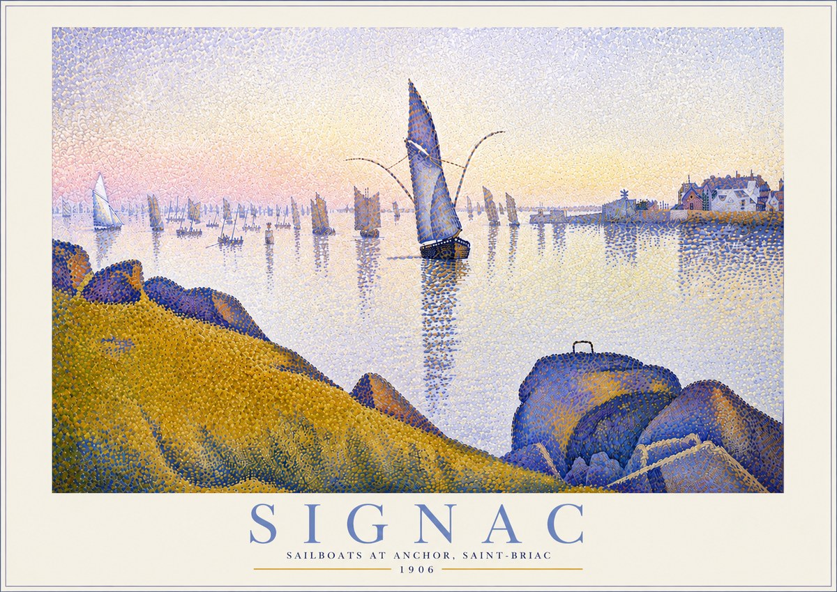 Signac Sailboats at Anchor, Saint-briac No4 - Plakat