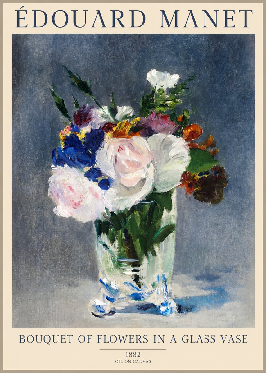 Édouard Manet Bouquet of Flowers in a Glass Vase No1 - Plakat