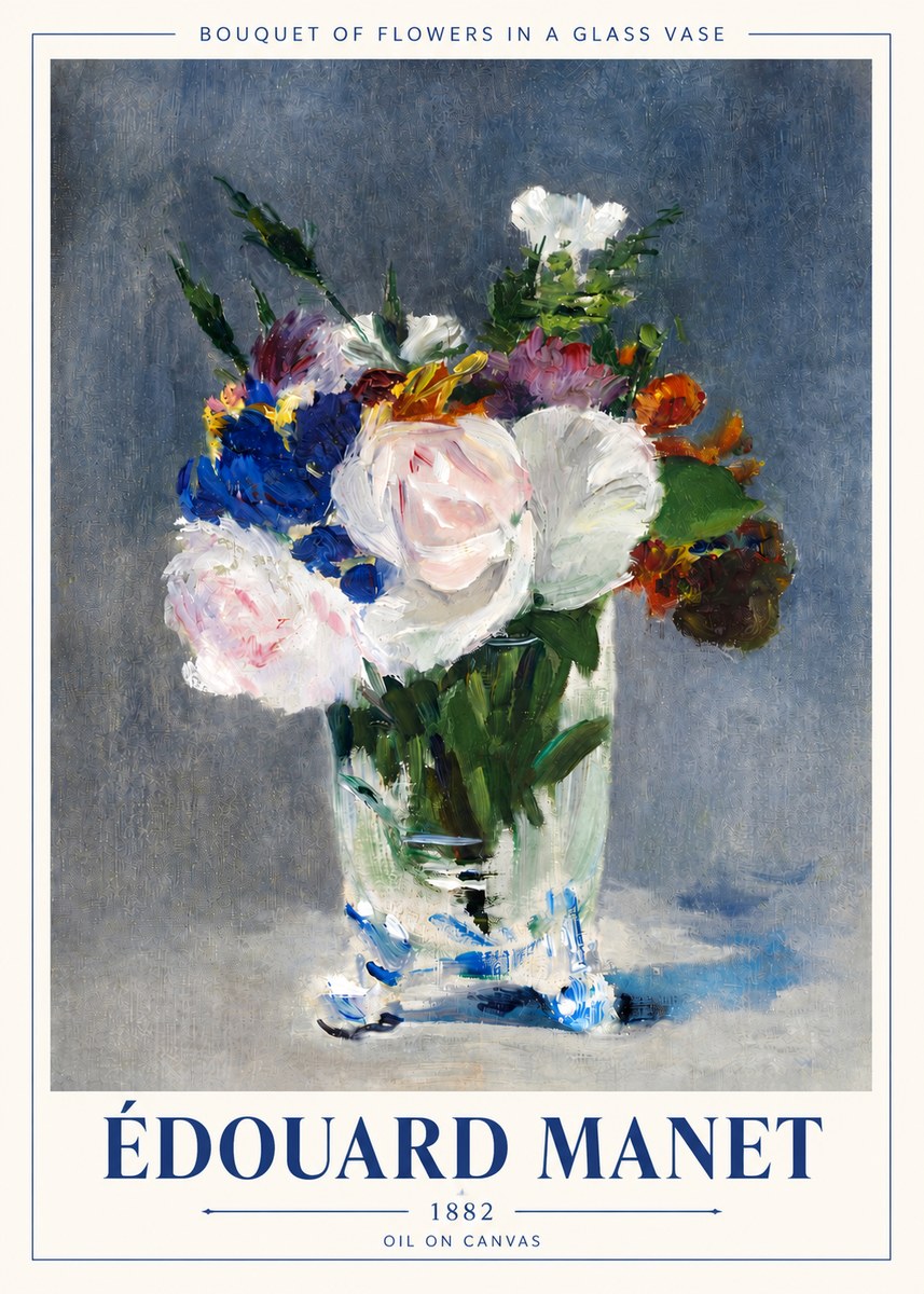 Édouard Manet Bouquet of Flowers in a Glass Vase No4 - Plakat