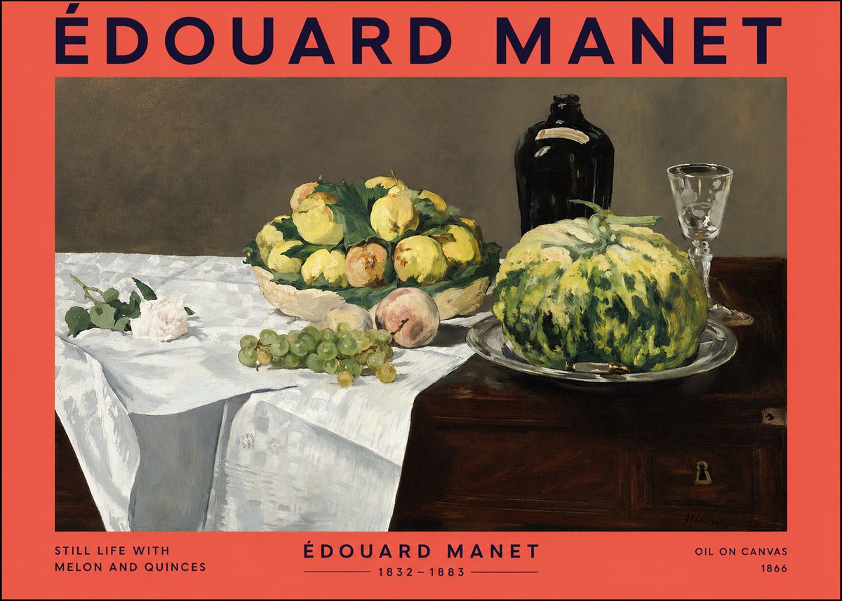 Édouard Manet Still Life with Melon and Quinces No2 - Plakat
