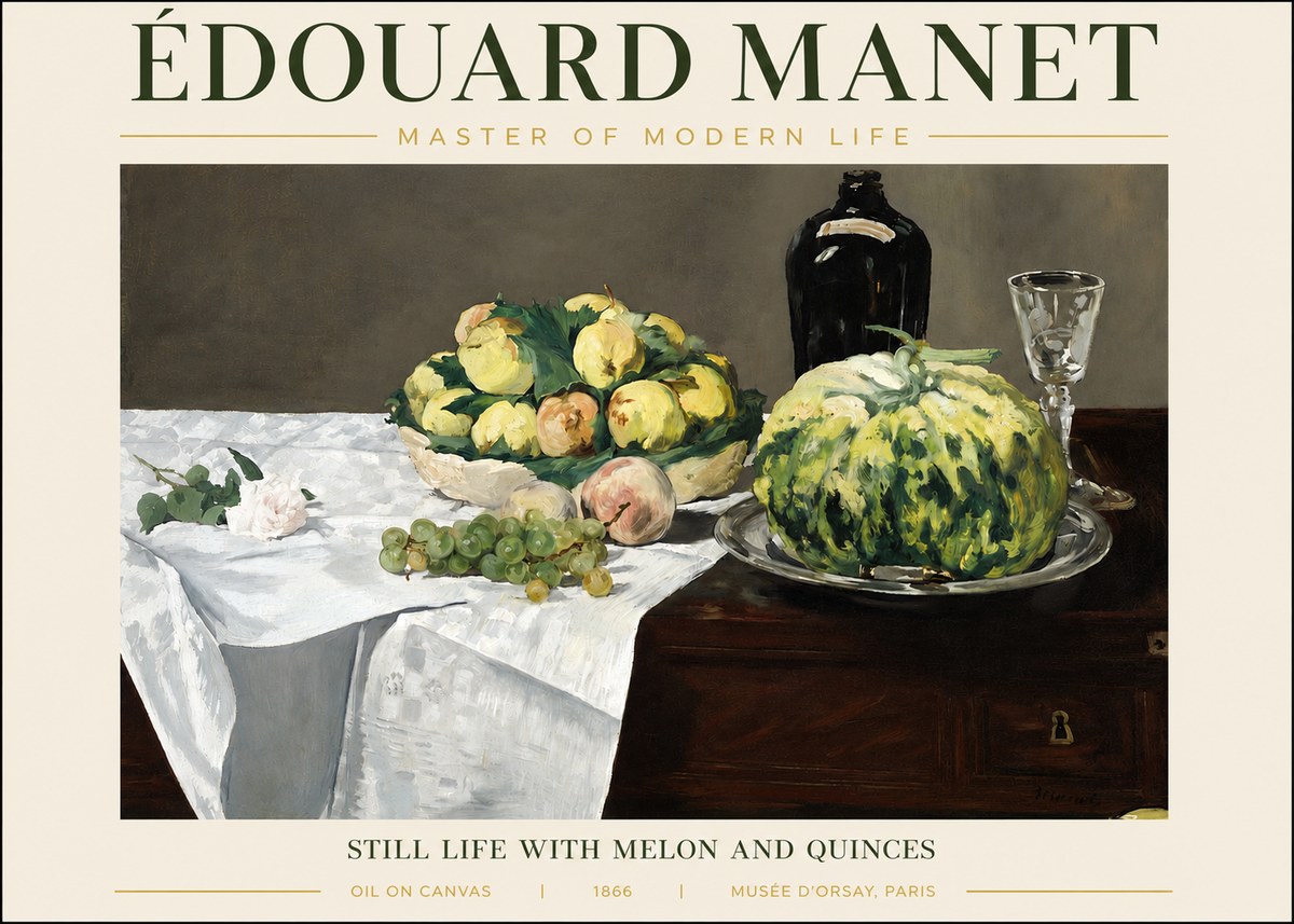 Édouard Manet Still Life with Melon and Quinces No3 - Plakat