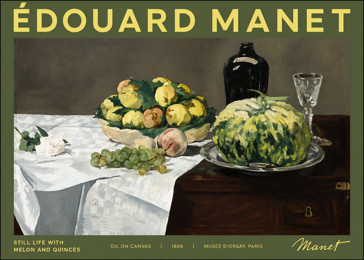 Édouard Manet Still Life with Melon and Quinces No4 - Plakat
