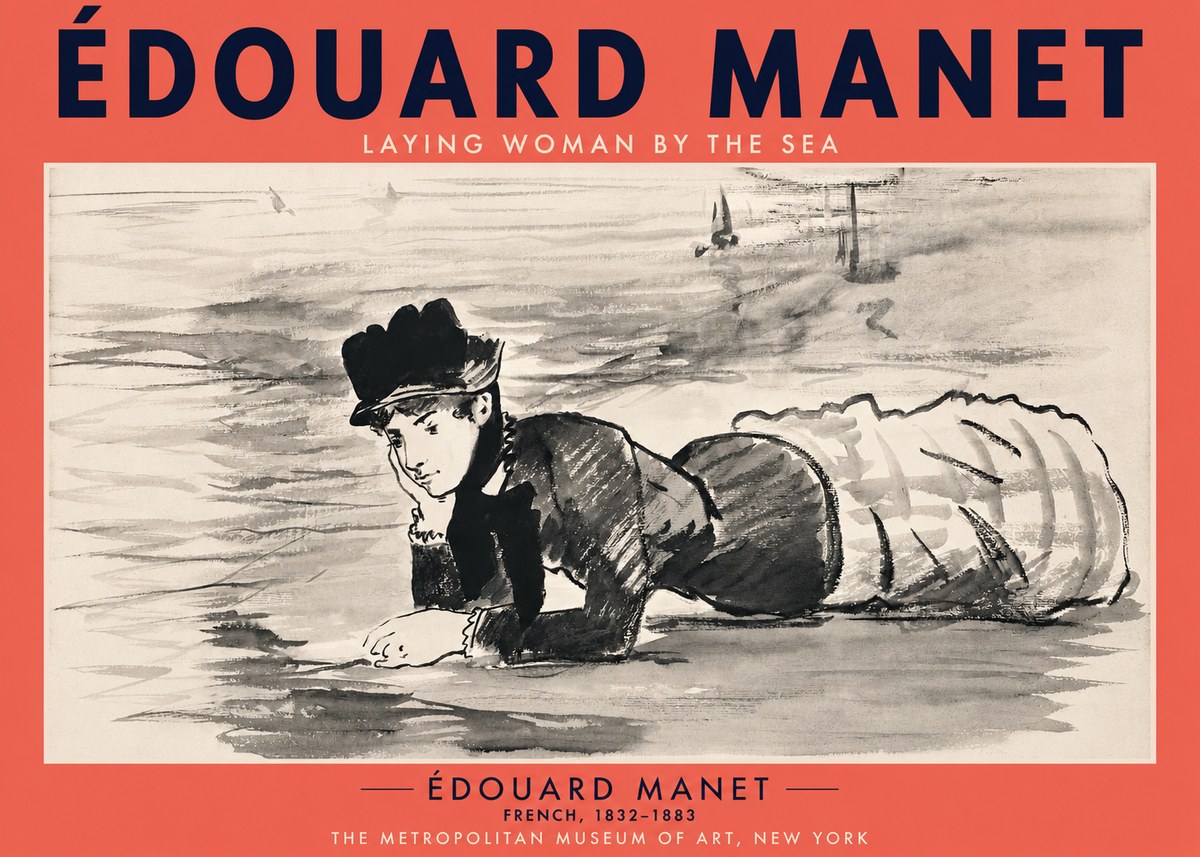 Édouard Manet Laying Woman by the Sea No2 - Plakat