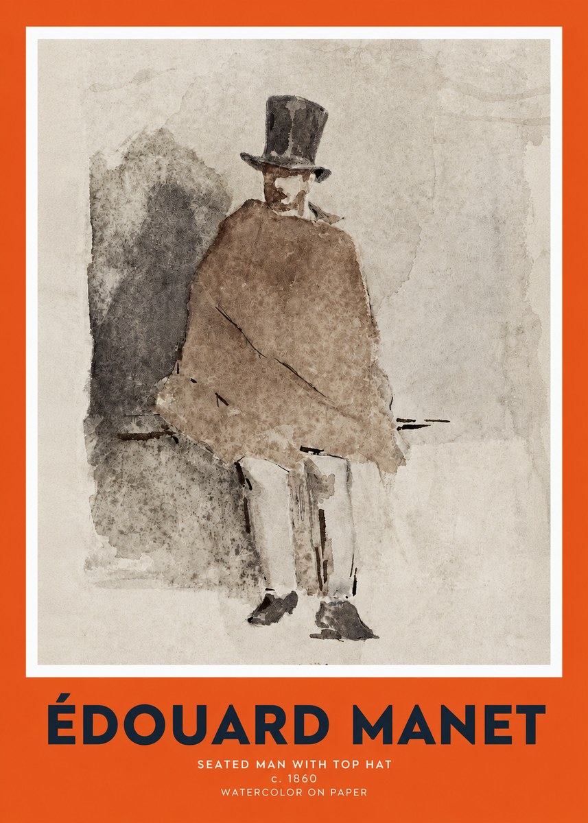Édouard Manet Seated Man with Top Hat No2 - Plakat