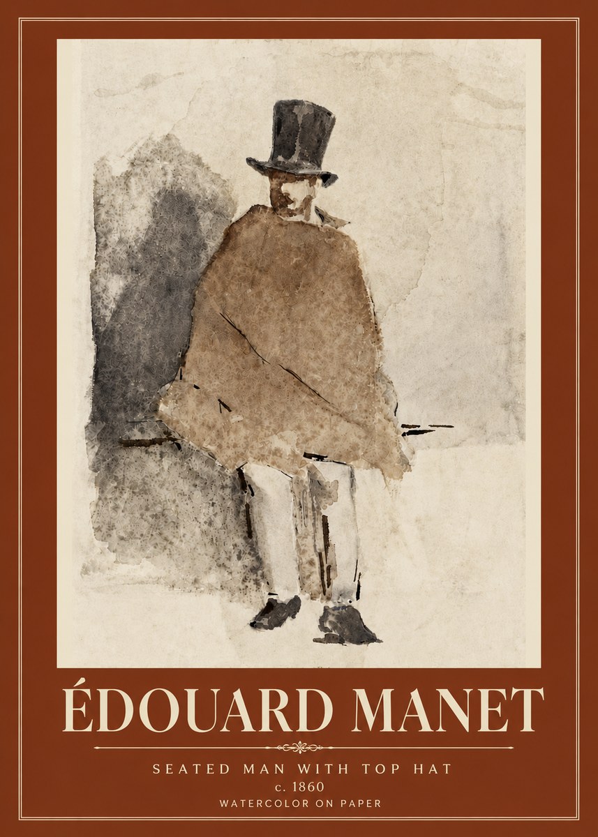Édouard Manet Seated Man with Top Hat No6 - Plakat