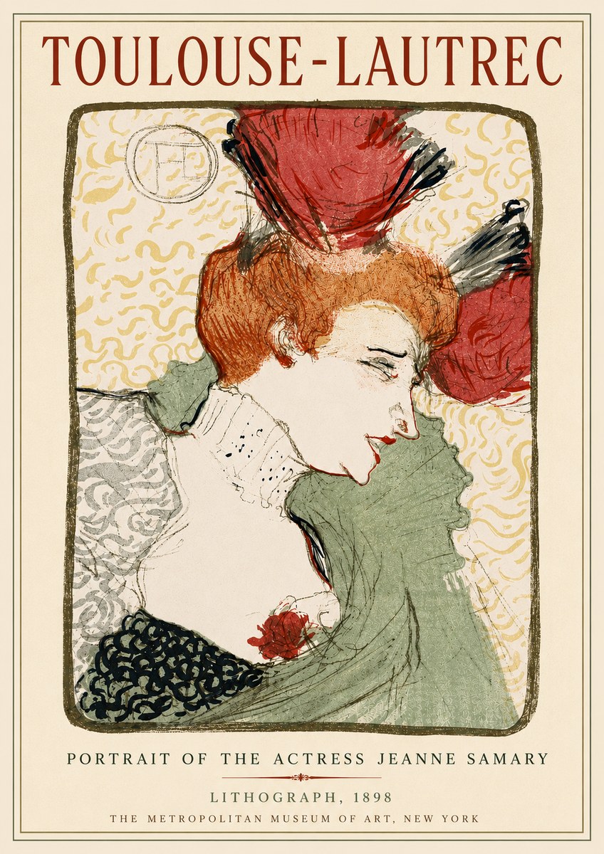 Toulouse-Lautrec Portrait of the Actress Jeanne Samary No6 - Plakat