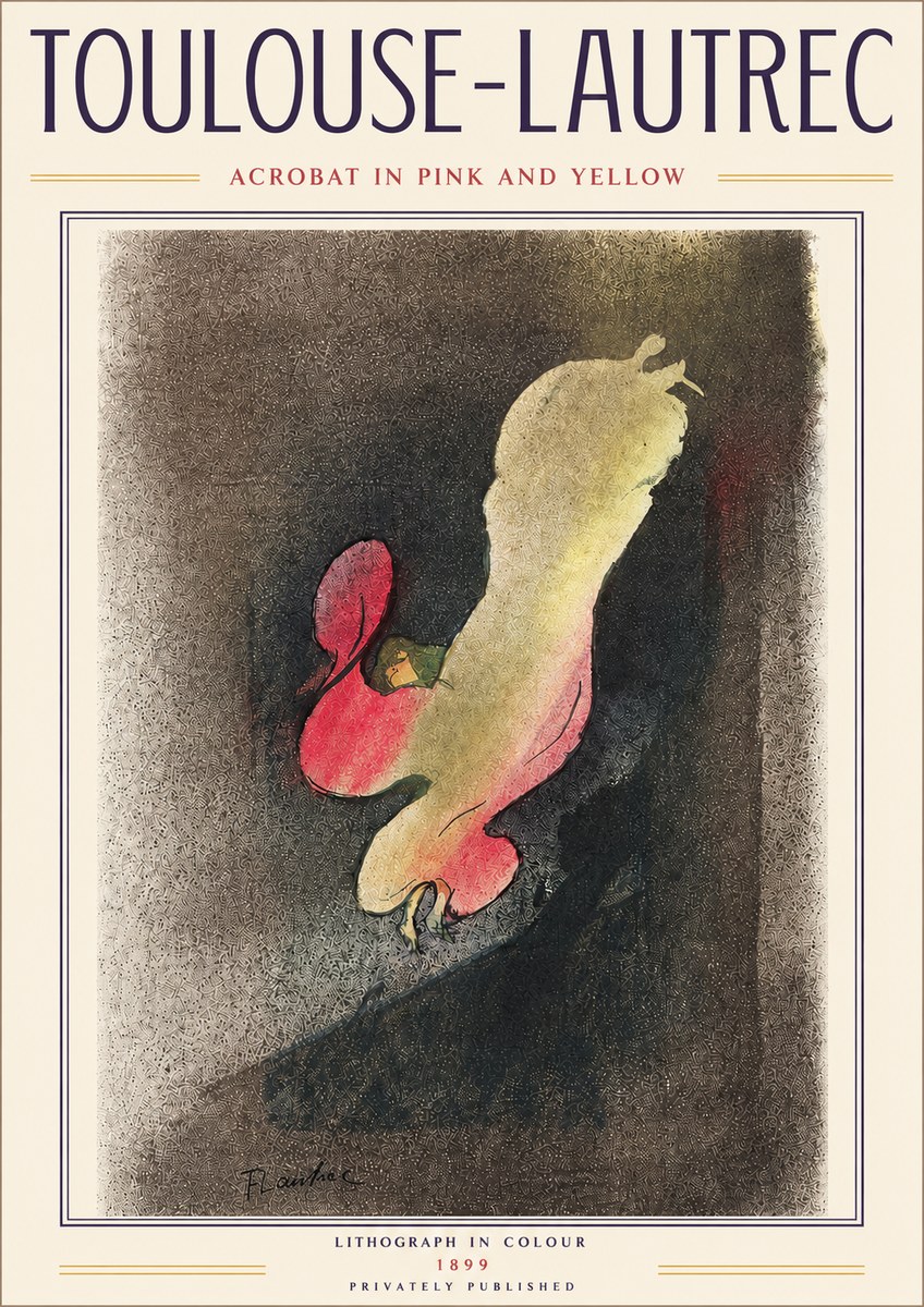 Toulouse-Lautrec Acrobat in Pink and Yellow No4 - Plakat