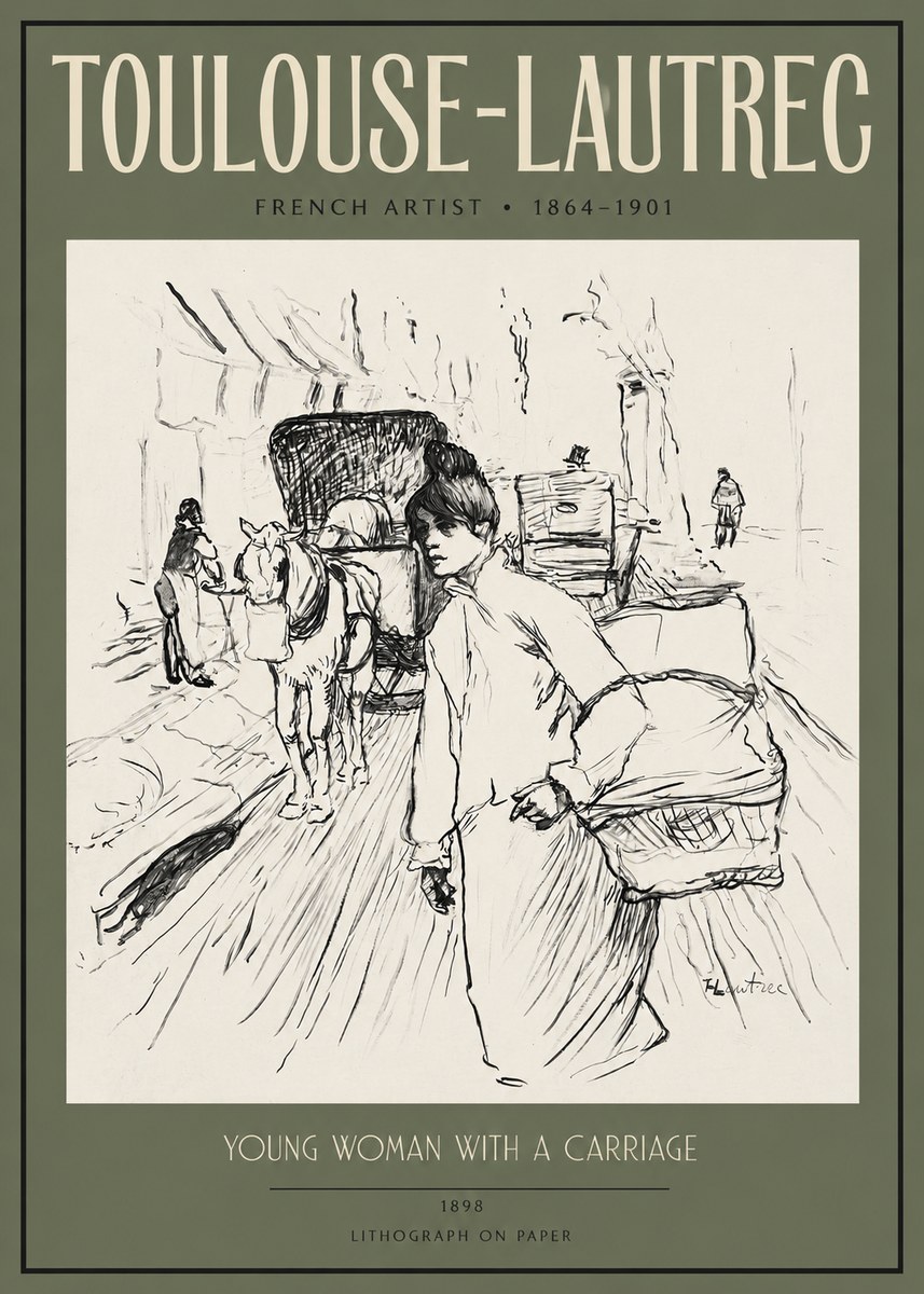 Toulouse-Lautrec Young Woman with a Carriage No2 - Plakat