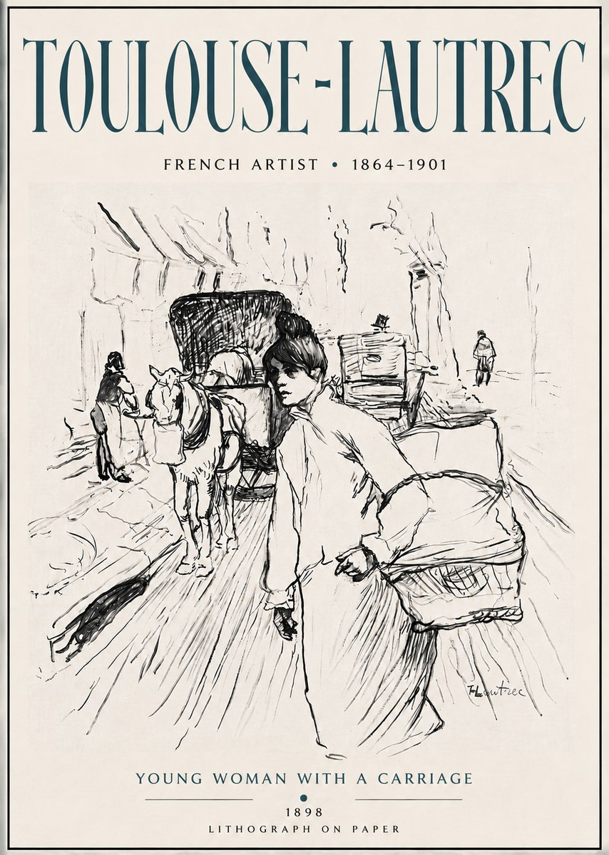Toulouse-Lautrec Young Woman with a Carriage No6 - Plakat