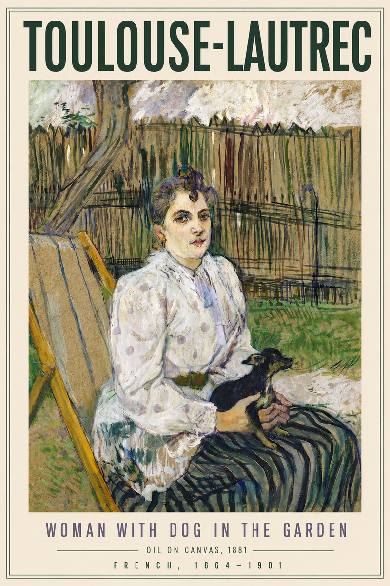 Toulouse-Lautrec Woman with Dog in the Garden No6 - Plakat