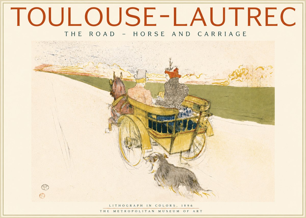Toulouse-Lautrec The Road - Horse and Carriage No2 - Plakat