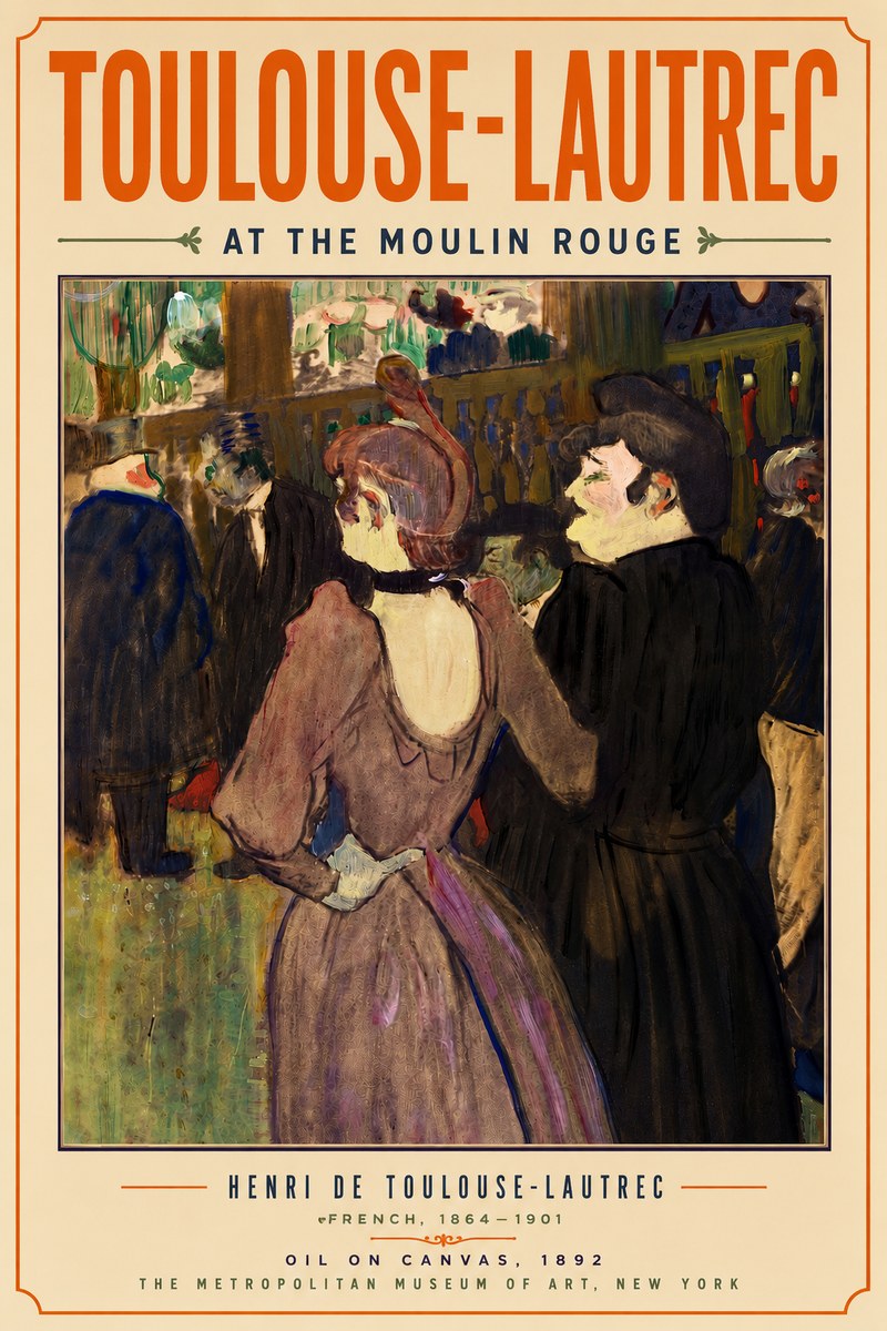 Toulouse-Lautrec At the Moulin Rouge No5 - Plakat