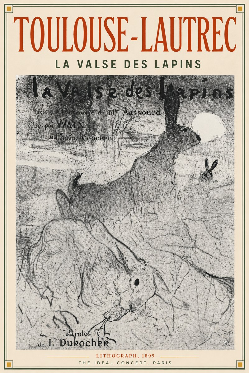 Toulouse-Lautrec La Valse Des Lapins No4 - Plakat