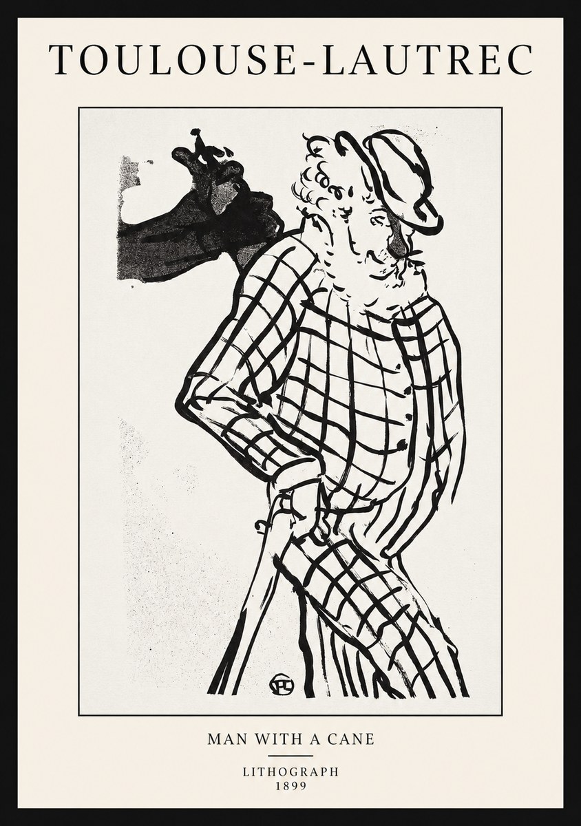 Toulouse-Lautrec Man with a Cane No1 - Plakat