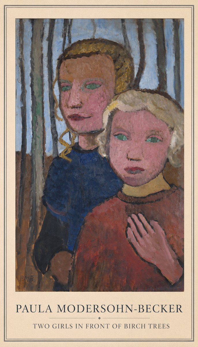 Paula Modersohn-Becker Two Girls in Front of Birch Trees No4 - Plakat