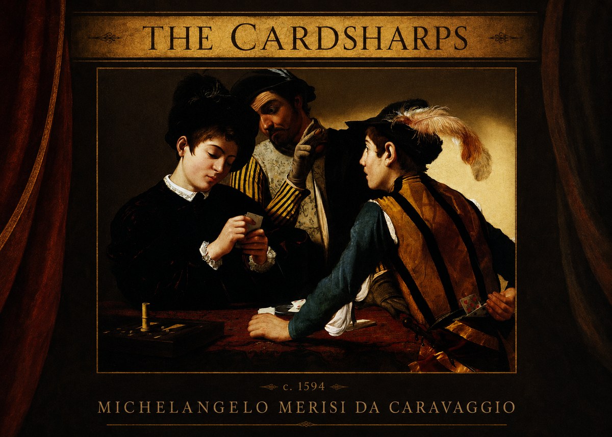 Michelangelo Merisi da Caravaggio The Cardsharps II No3 - Plakat