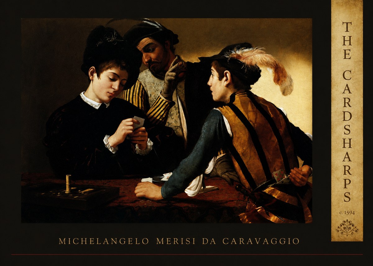 Michelangelo Merisi da Caravaggio The Cardsharps II No5 - Plakat