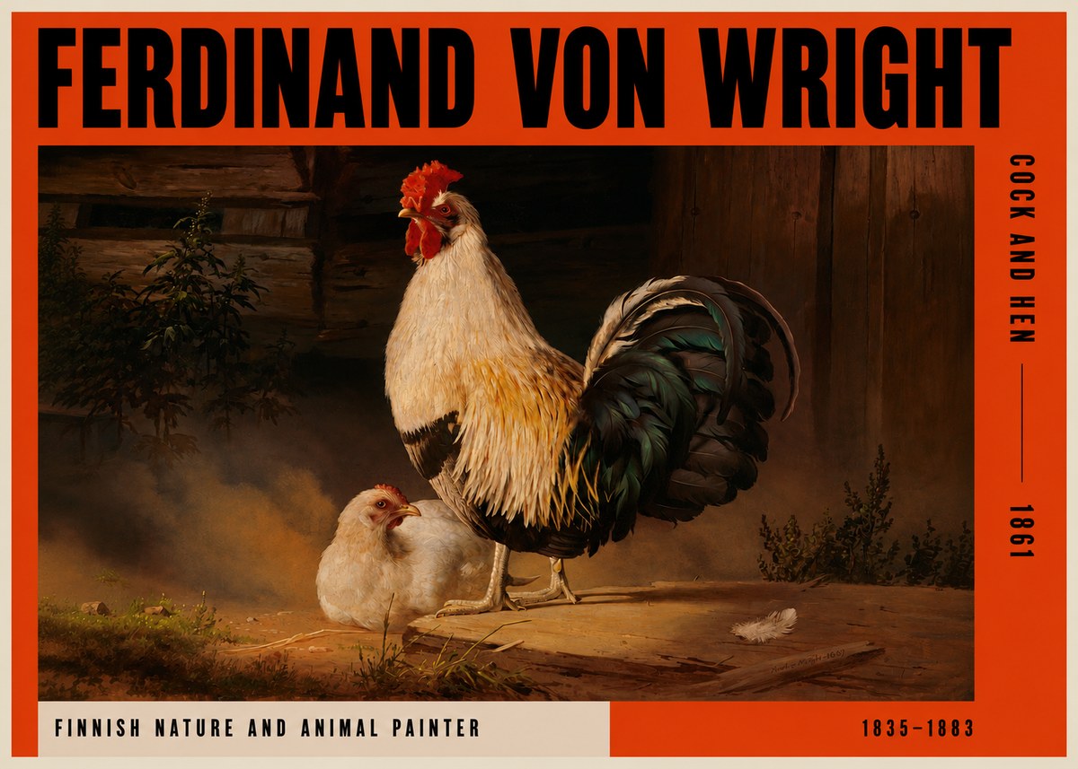 Ferdinand von Wright Cock and Hen No2 - Plakat