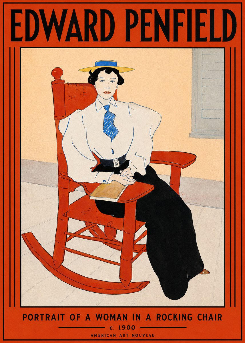 Edward Penfield Portrait of a Woman in a Rocking Chair No2 - Plakat