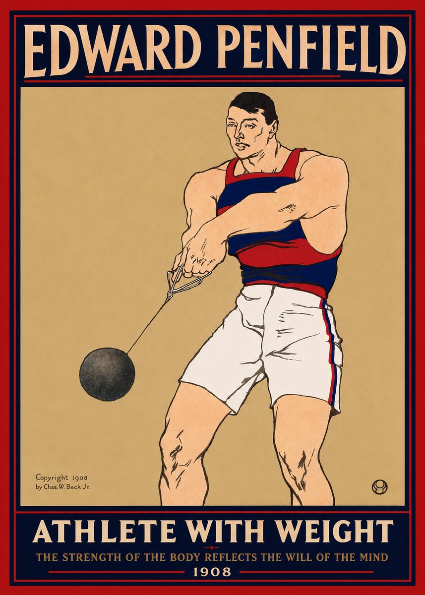 Edward Penfield Athlete with Weight No2 - Plakat