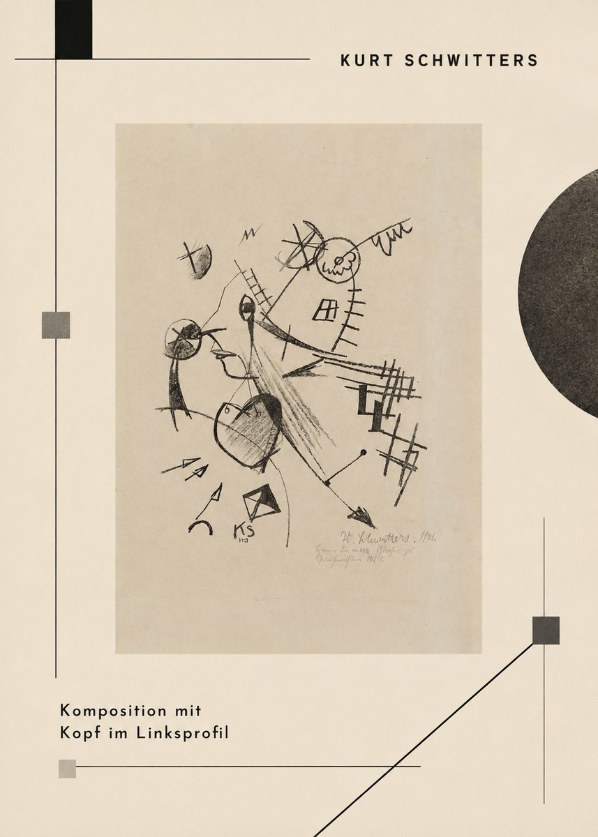 Kurt Schwitters Komposition Mit Kopf Im Linksprofil No2 - Plakat