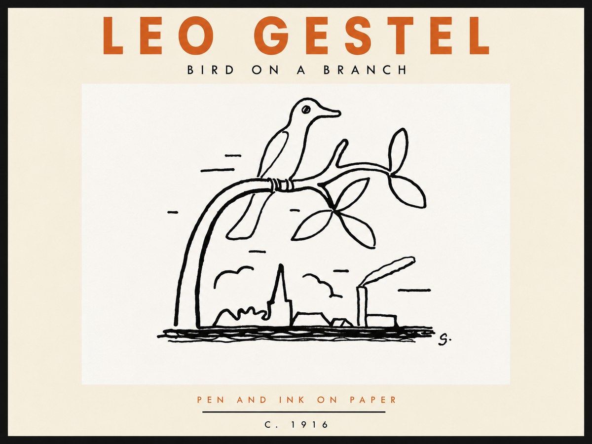 Leo Gestel Bird on a Branch No6 - Plakat