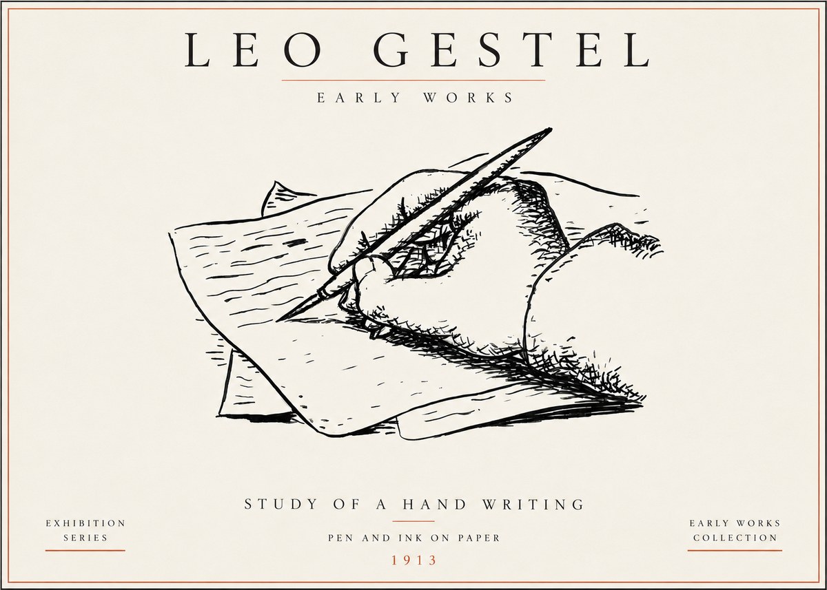 Leo Gestel Study of a Hand Writing No5 - Plakat