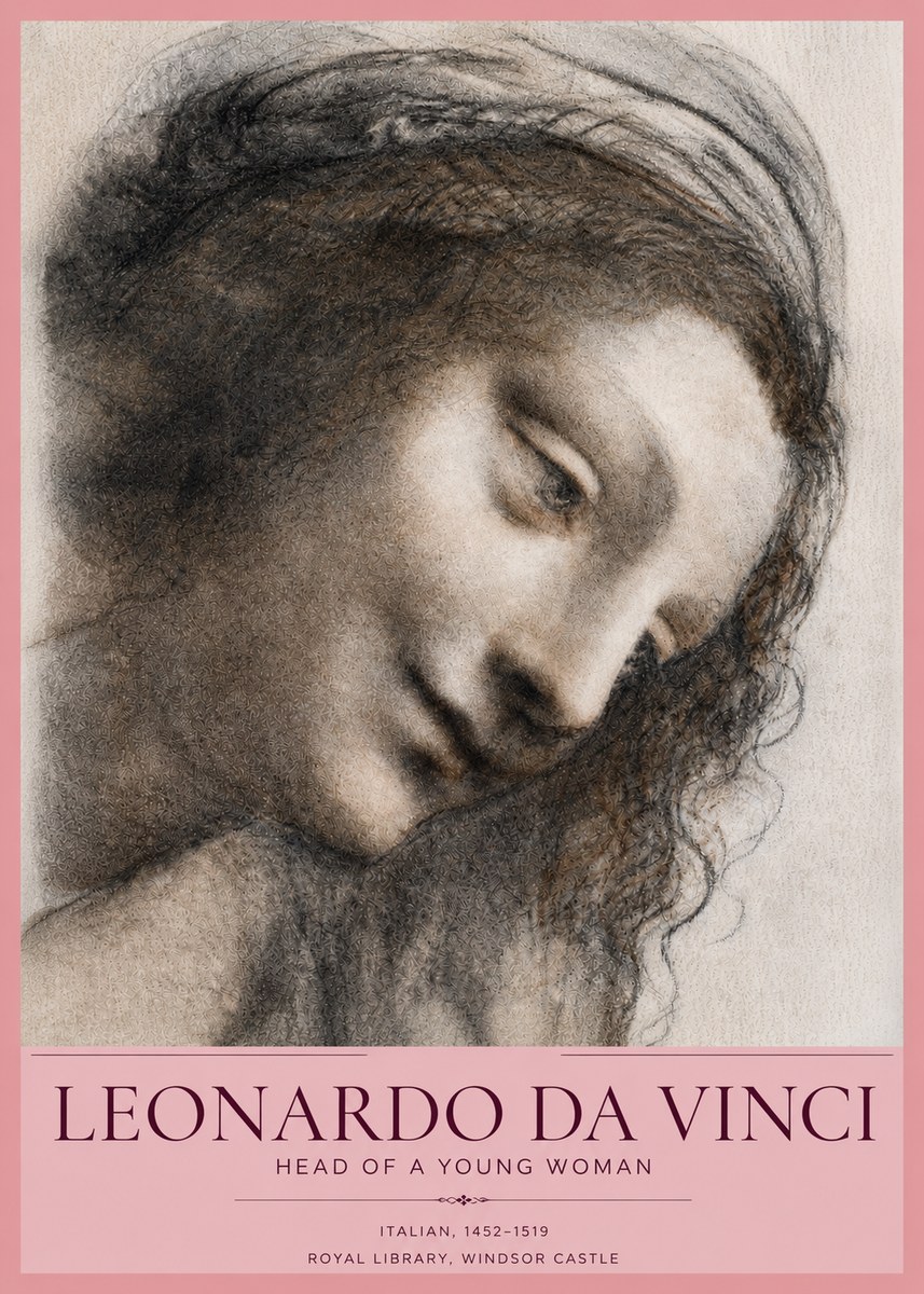 Leonardo da Vinci Head of a Young Woman I No3 - Plakat