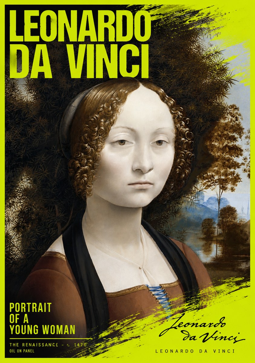 Leonardo da Vinci Portrait of a Young Woman I No2 - Plakat