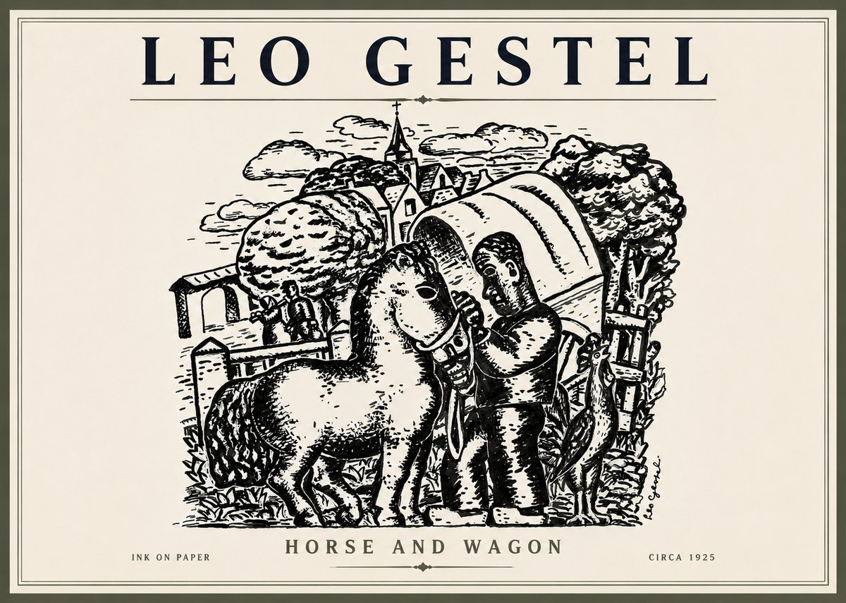 Leo Gestel Horse and Wagon No3 - Plakat