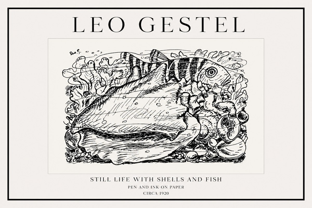 Leo Gestel Still Life with Shells and Fish No1 - Plakat