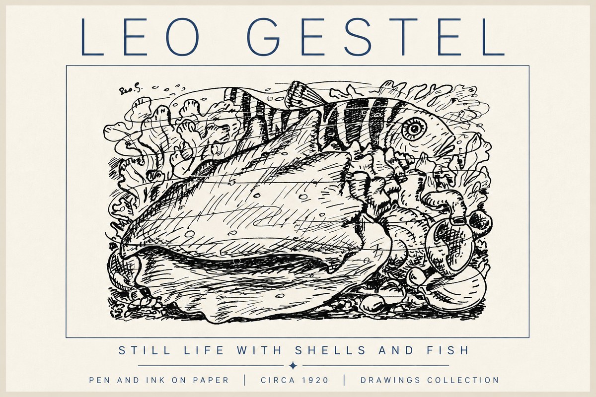 Leo Gestel Still Life with Shells and Fish No6 - Plakat