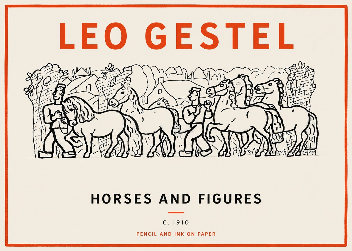 Leo Gestel Horses and Figures No2 - Plakat