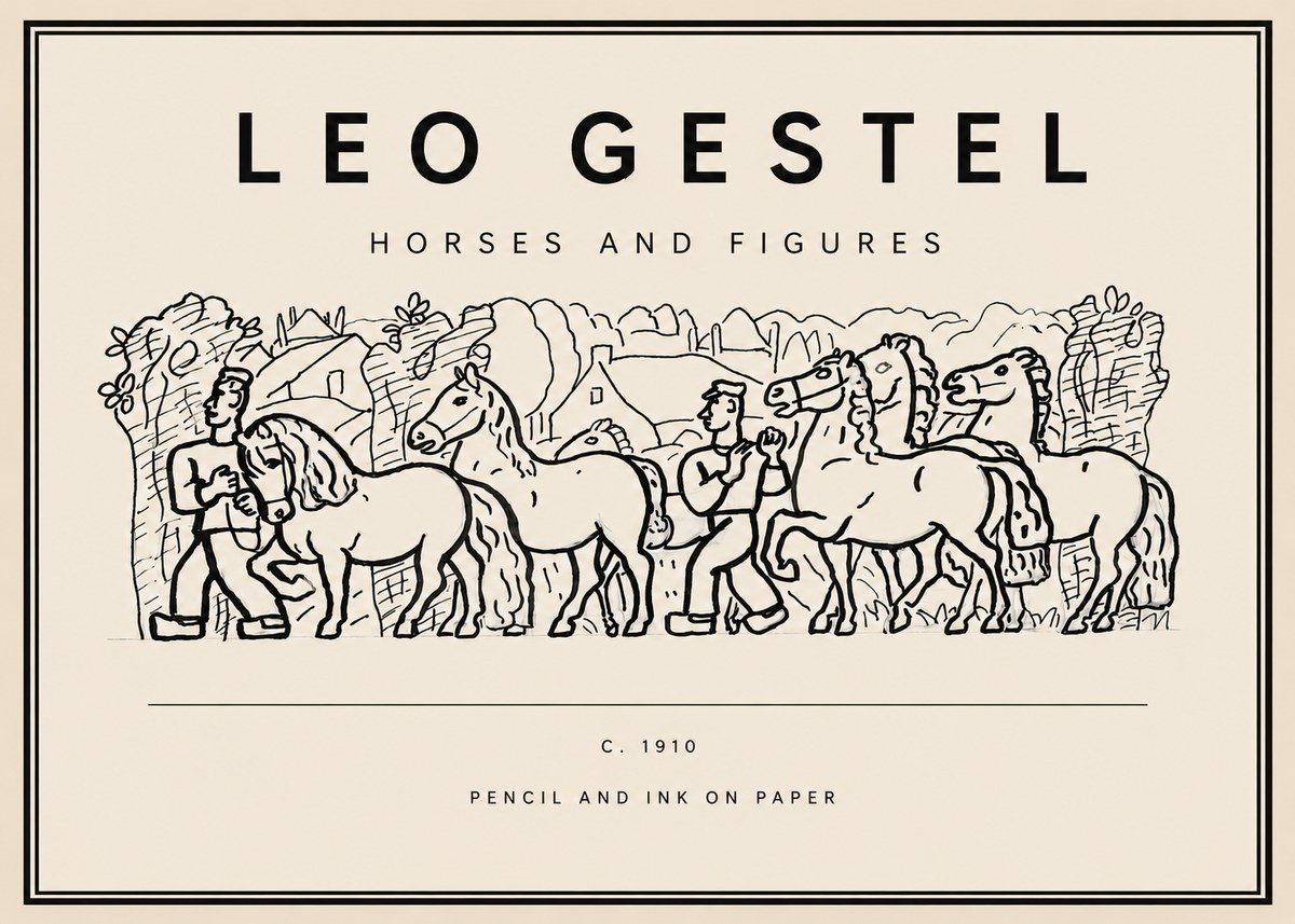 Leo Gestel Horses and Figures No3 - Plakat