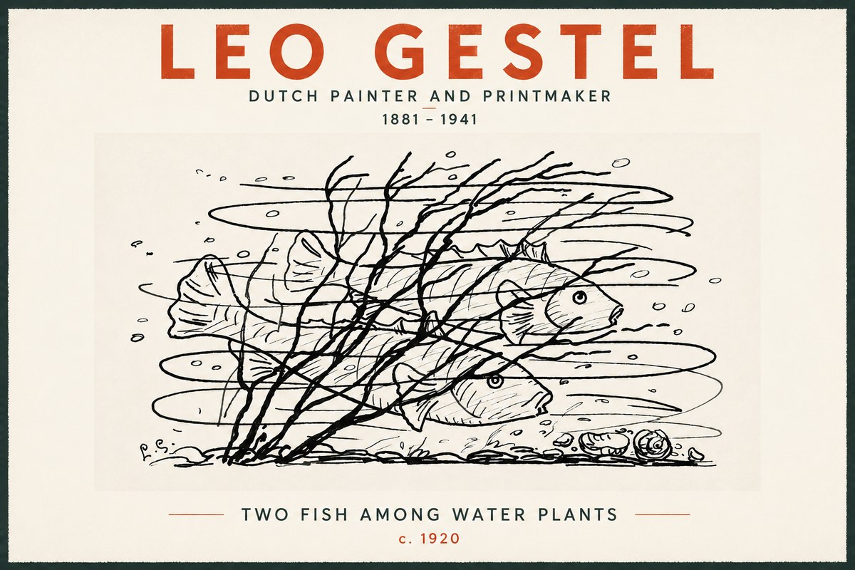 Leo Gestel Two Fish Among Water Plants No5 - Plakat