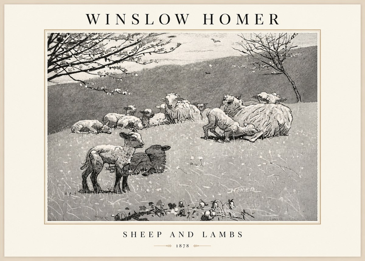 Winslow Homer Sheep and Lambs No1 - Plakat
