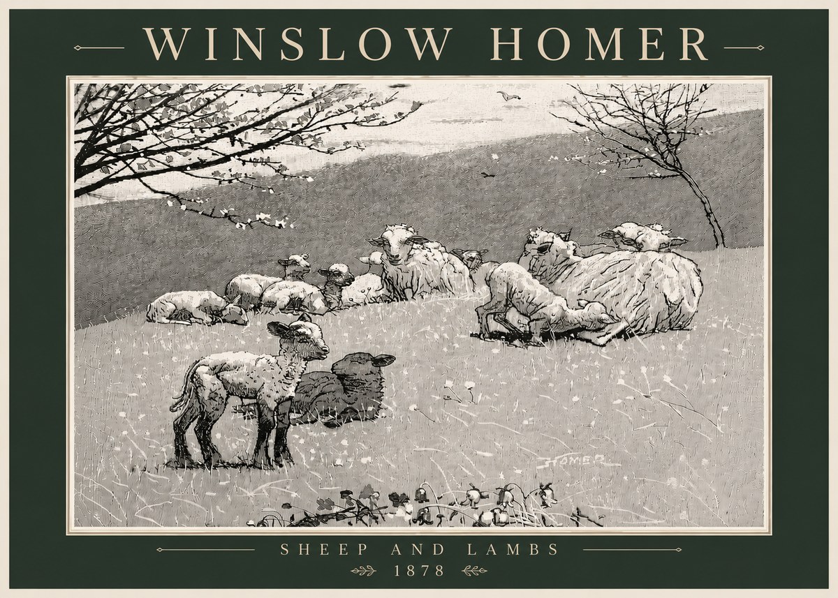 Winslow Homer Sheep and Lambs No6 - Plakat