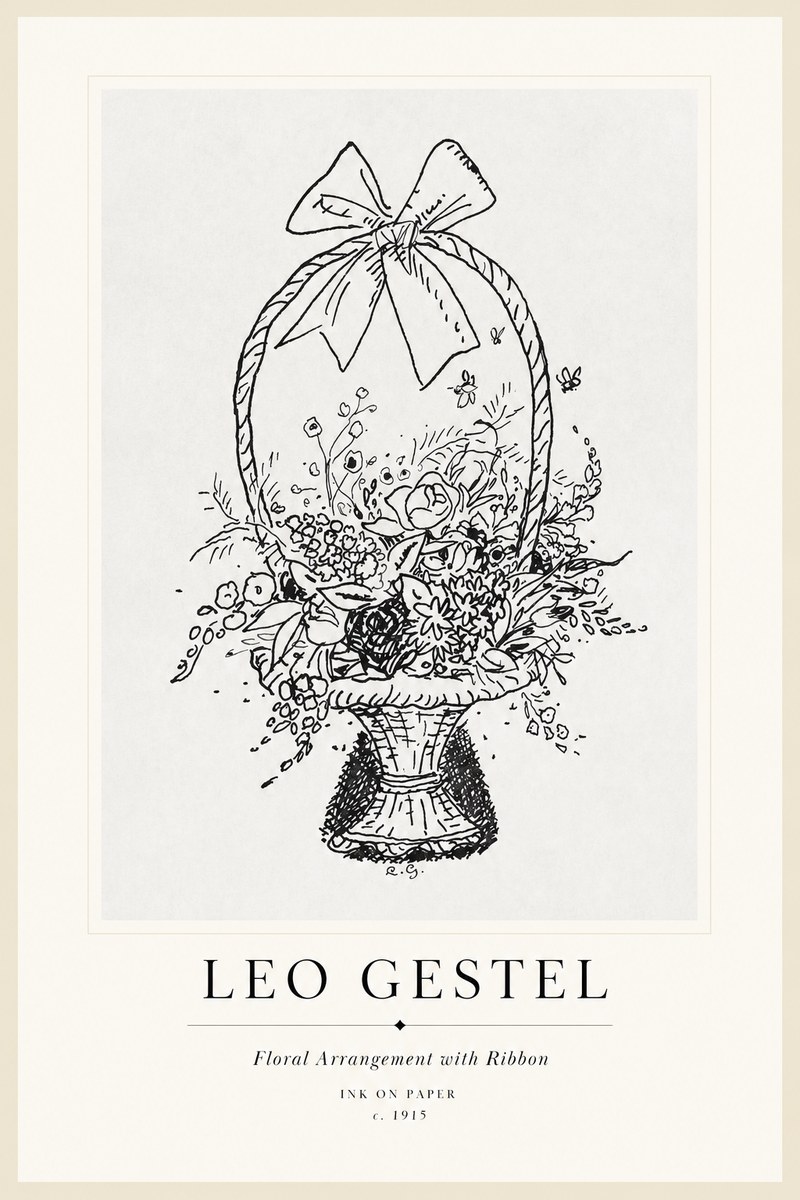 Leo Gestel Floral Arrangement with Ribbon No1 - Plakat