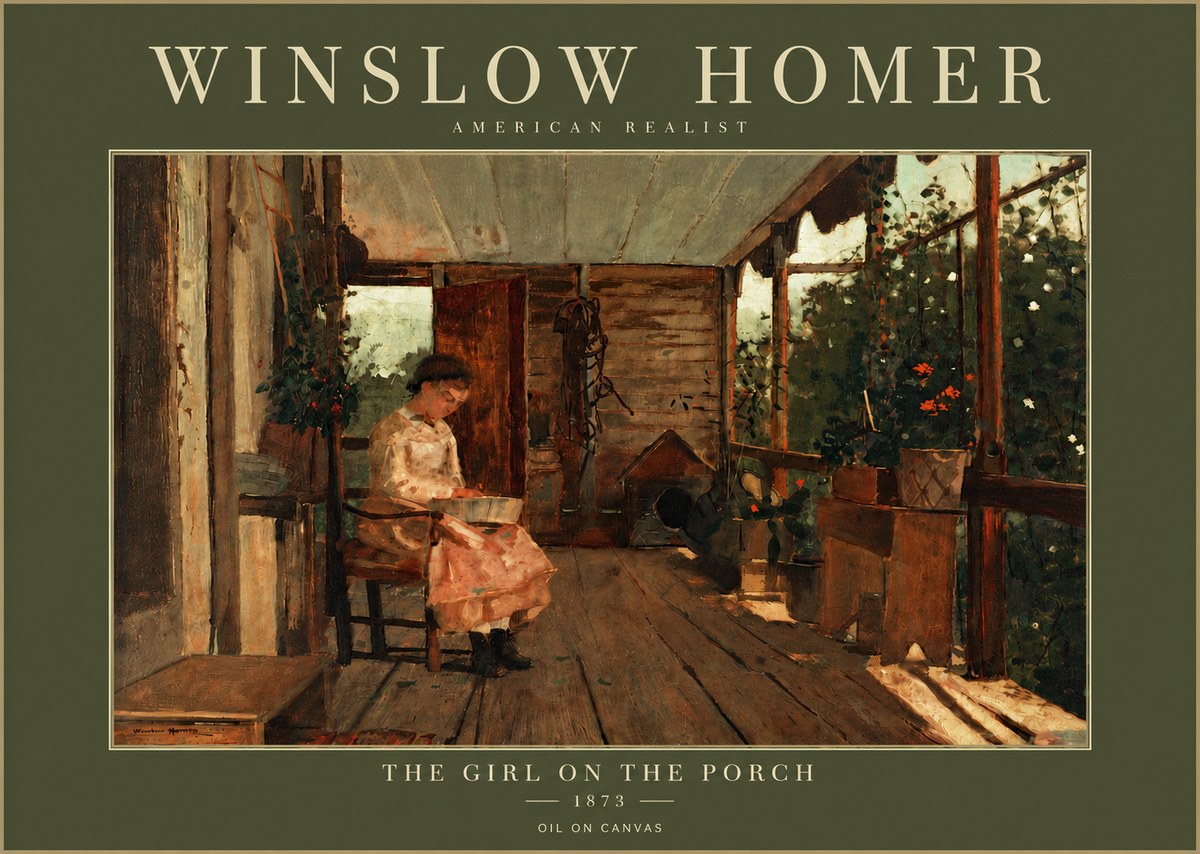 Winslow Homer The Girl on the Porch No5 - Plakat
